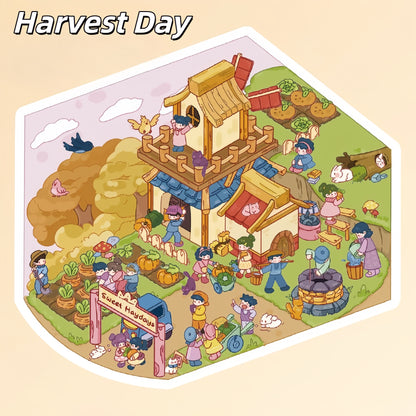 Sweet Farm 3D Sticker | 4 Cute Miniature Scenes