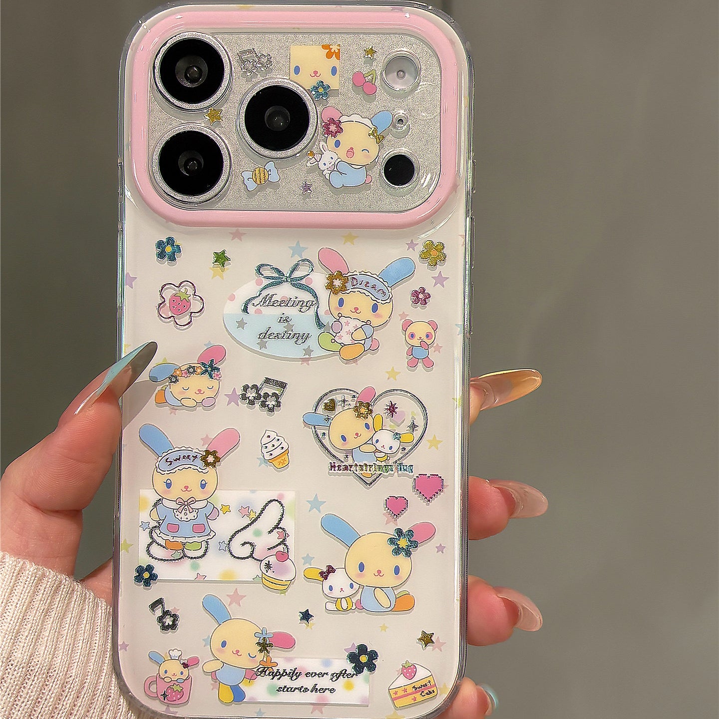 Gilt Flower Little Bunny Acrylic Phone Case