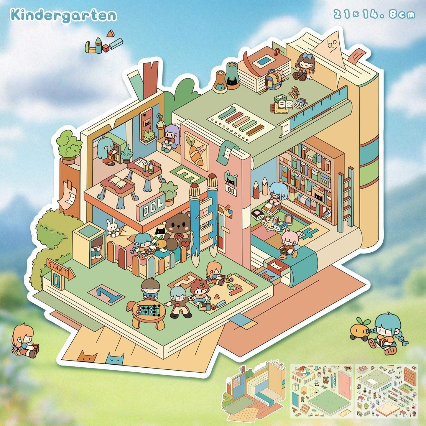Cute Daily Life 3D Sticker | 4 Cute Miniature Scenes