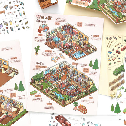 Dreamy Homes 3D Sticker | 2 Cute Miniature Scenes