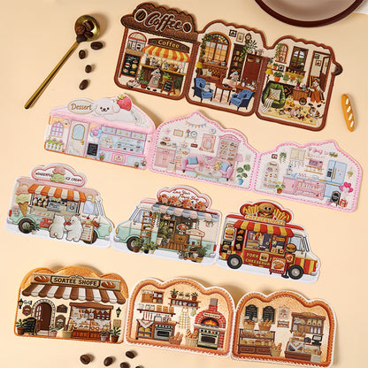 Embroidery Shop 3D Sticker | 4 Cute Miniature Scenes