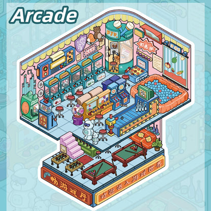 The 1990s 3D Sticker | 4 Cute Miniature Scenes