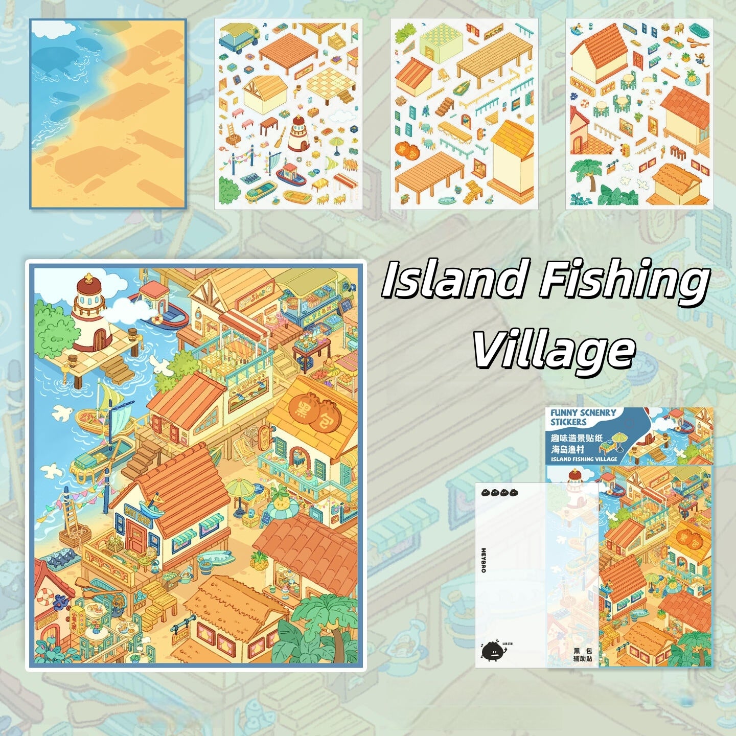 Scenic Towns 3D Sticker | 4 Cute Miniature Scenes