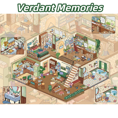 Green Apartment 3D Sticker | 2 Cute Miniature Scenes