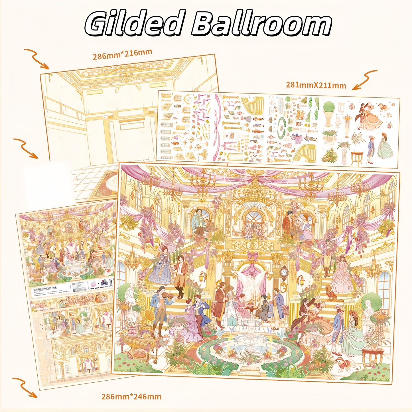 Gilded Dreams 3D Sticker | 4 Cute Miniature Scenes