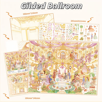 Gilded Dreams 3D Sticker | 4 Cute Miniature Scenes