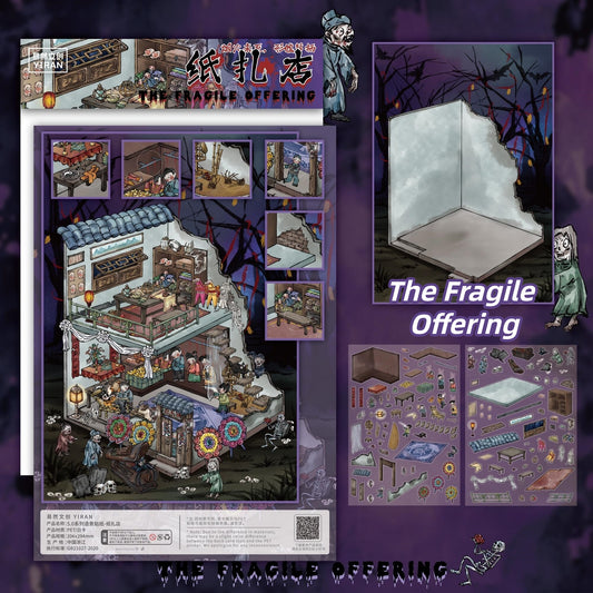 Terrifying Folklore 3D Sticker | 4 Cute Miniature Scenes