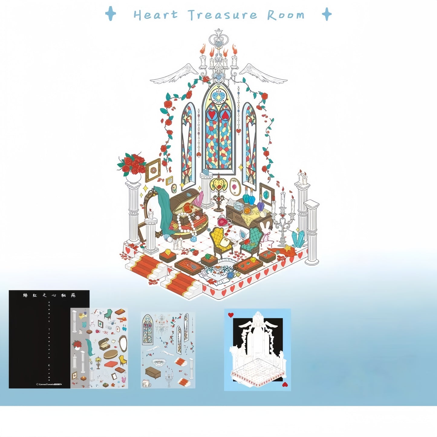 Poker Card Room 3D Sticker | 4 Cute Miniature Scenes