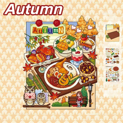 Four Seasons' Cuisine 3D Sticker | 4 Cute Miniature Scenes