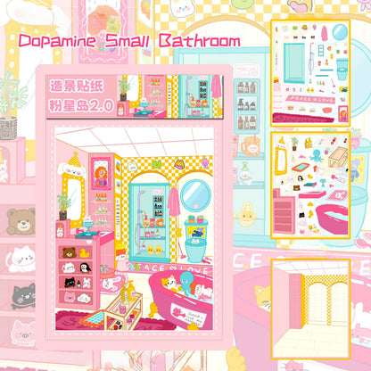 Little Pink House 3D Sticker | 4 Cute Miniature Scenes