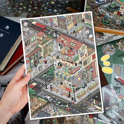 Horror Street 3D Sticker | 2 Cute Miniature Scenes