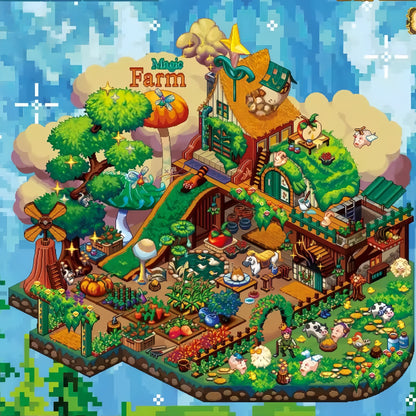 Cyberpunk Farm 3D Sticker | 2 Cute Miniature Scenes