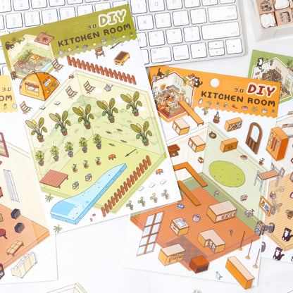 My House 3D Sticker | 4 Cute Miniature Scenes