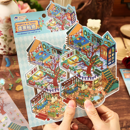 Old Building 3D Sticker | 3 Cute Miniature Scenes