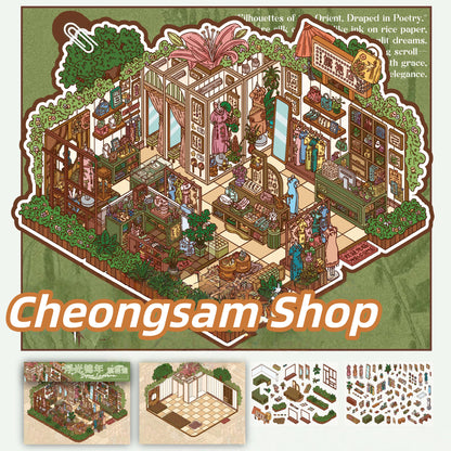 Old Days 3D Sticker | 4 Cute Miniature Scenes