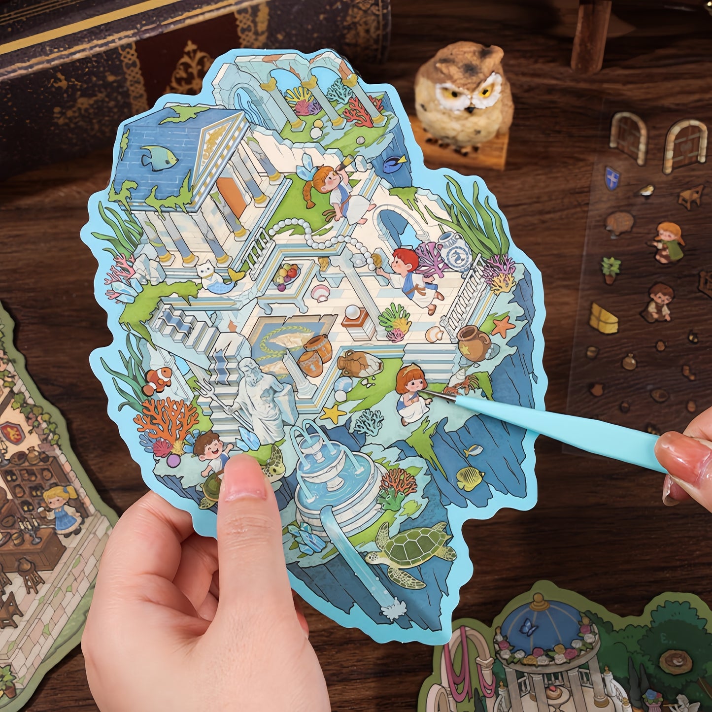 Time Travel 3D Sticker | 4 Cute Miniature Scenes