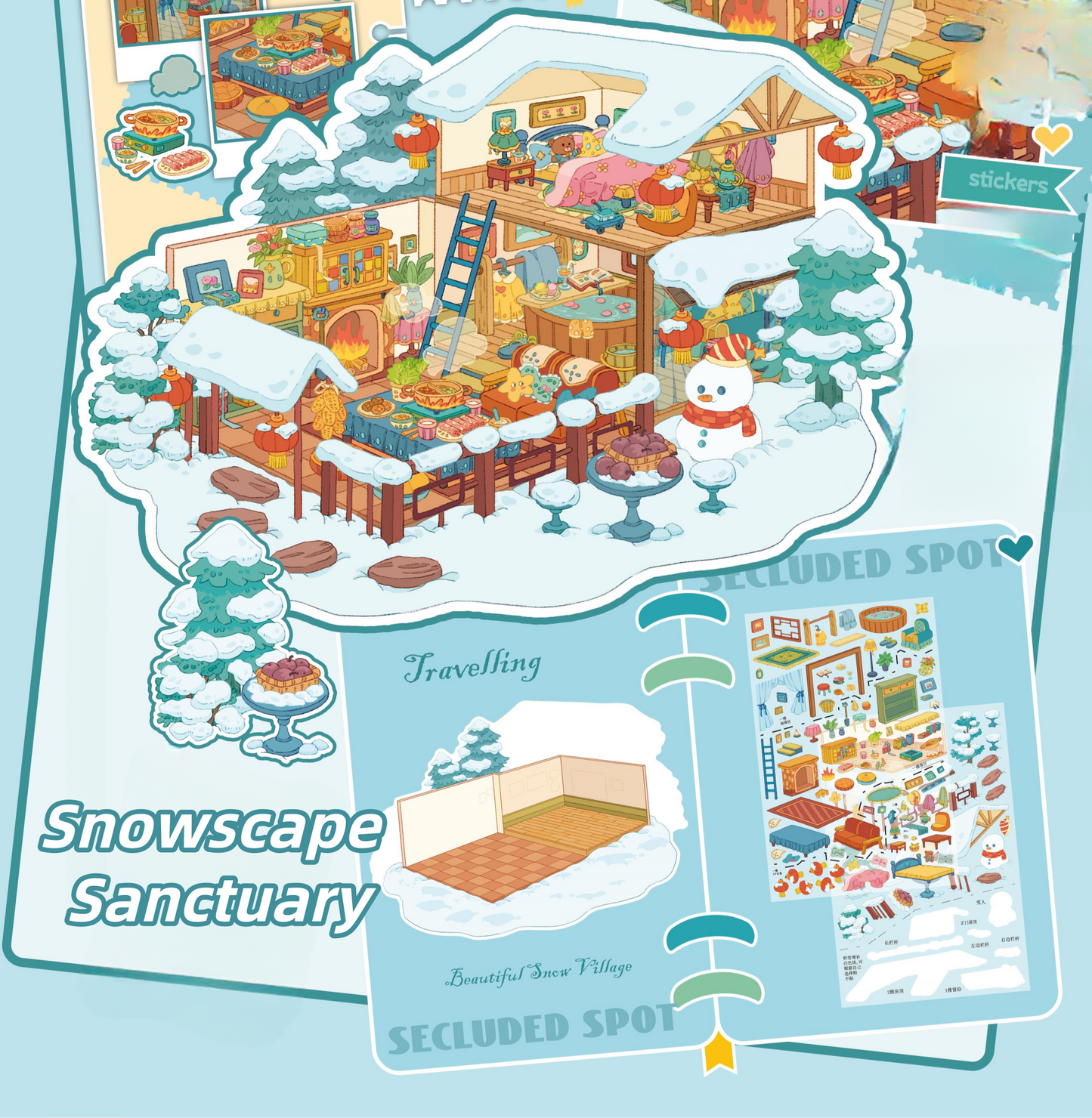 Dream Retreat 3D Sticker | 4 Cute Miniature Scenes