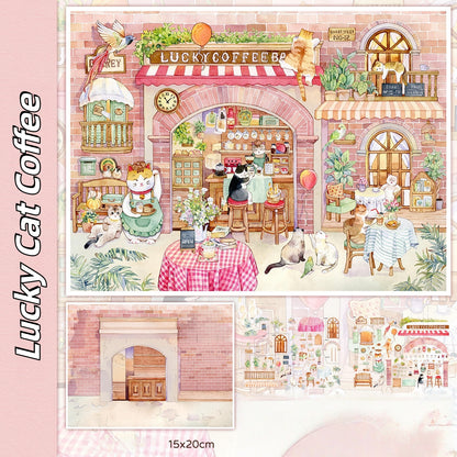 Cat Corners 3D Sticker | 4 Cute Miniature Scenes