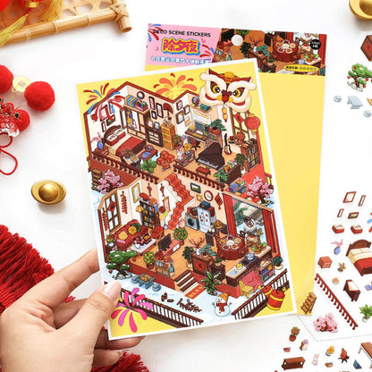 Greet the New Year 3D Sticker | 4 Cute Miniature Scenes