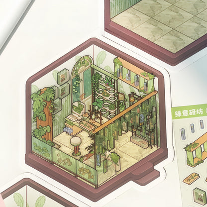 Mini Rooms 3D Sticker Book
