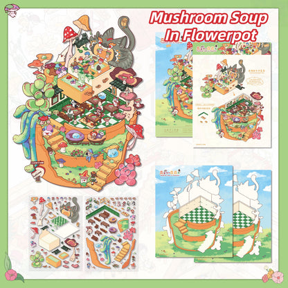 A World of Whimsy 3D Sticker | 4 Cute Miniature Scenes