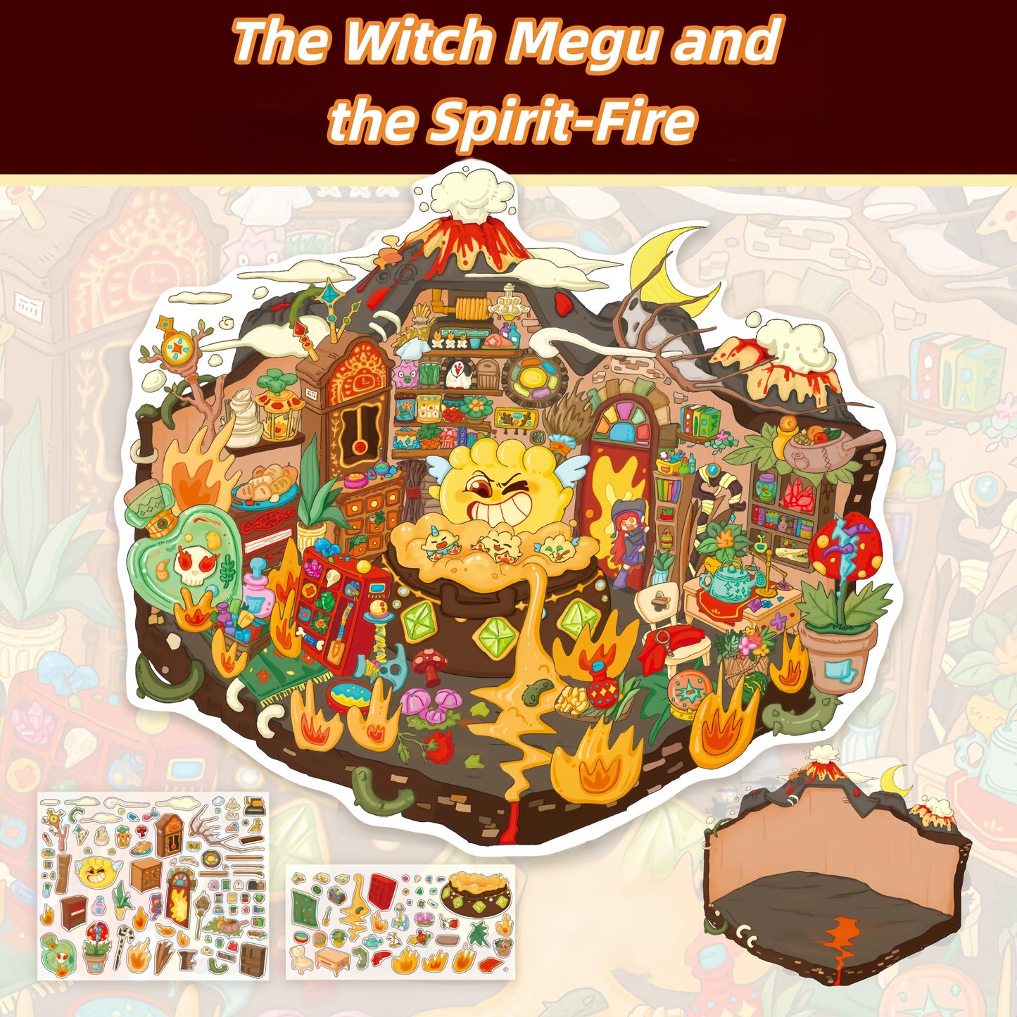 Witch's Life 3D Sticker | 3 Cute Miniature Scenes