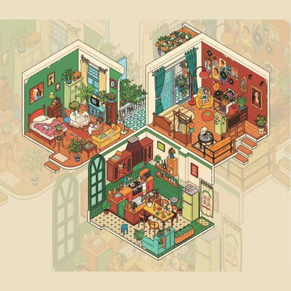 Leisure Life 3D Sticker | 3 Cute Miniature Scenes