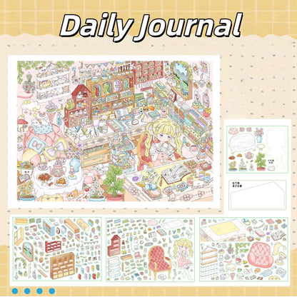 Love Pages 3D Sticker | 4 Cute Miniature Scenes