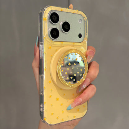Mint Green Floral Mirror Magnetic Stand Acrylic Phone Case