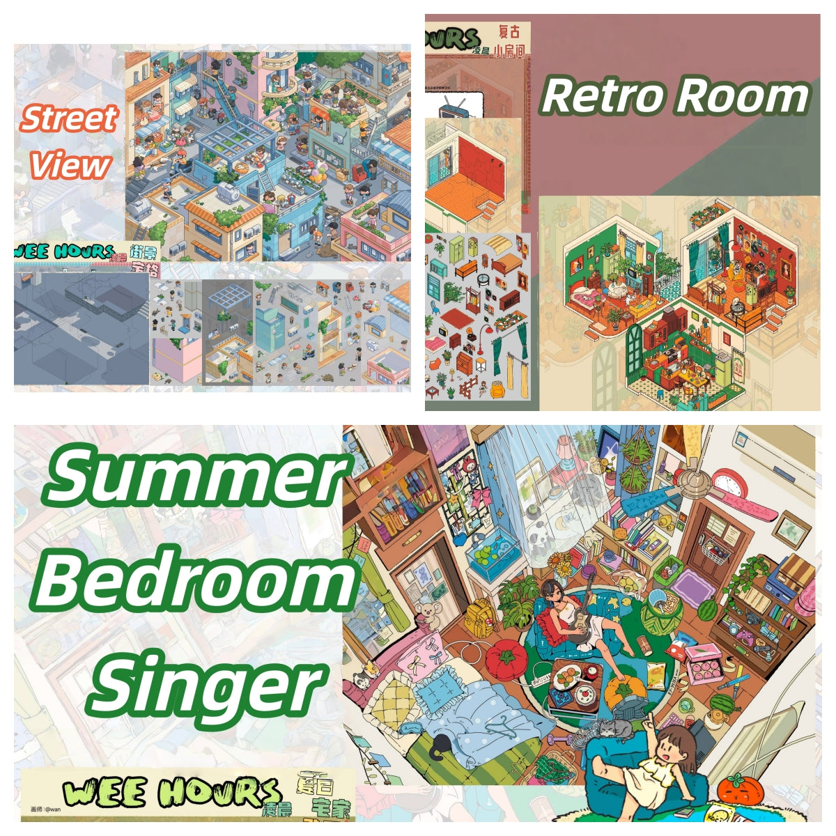 Leisure Life 3D Sticker | 5 Cute Miniature Scenes