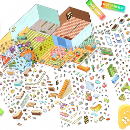 Work Routine 3D Sticker | 2 Cute Miniature Scenes
