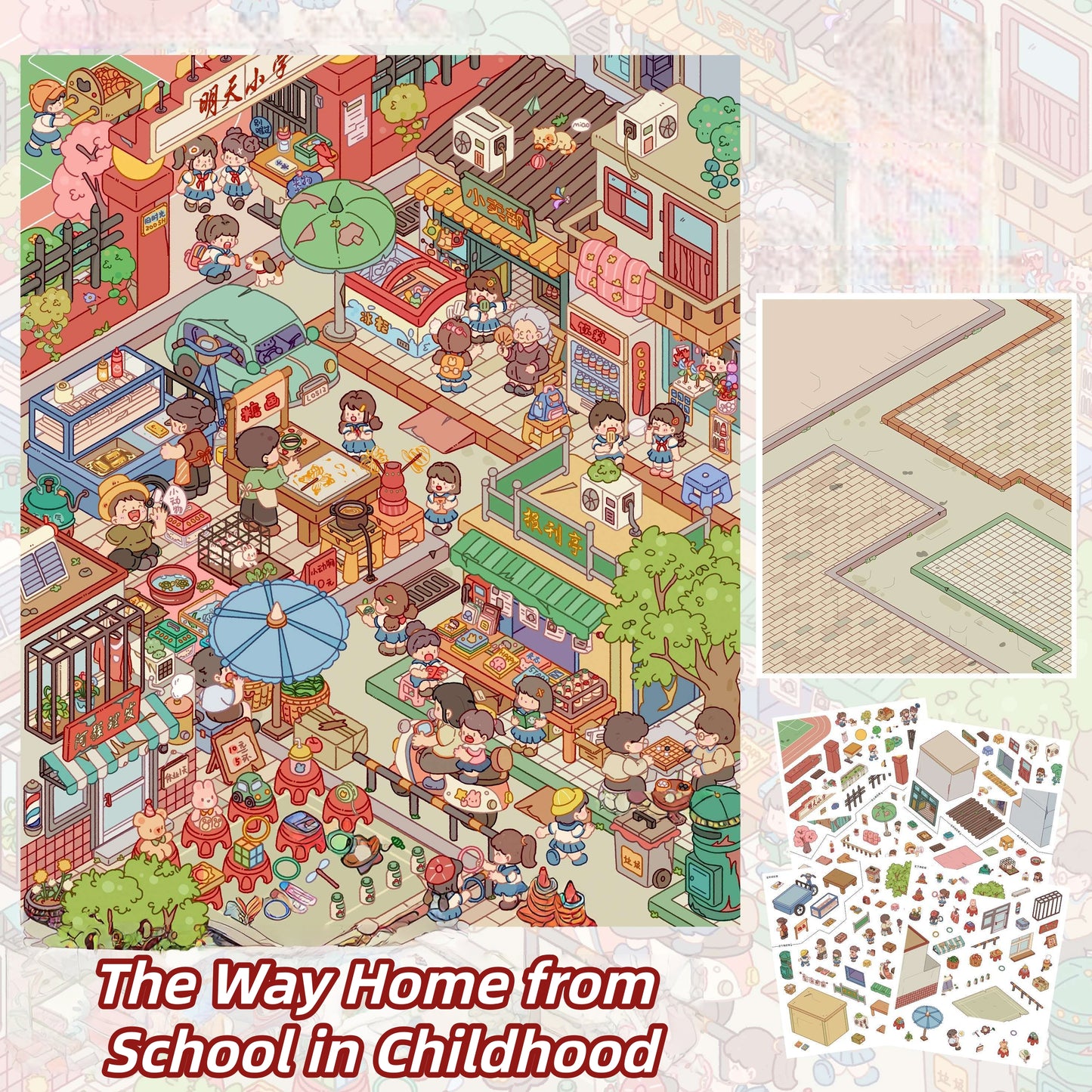 Colorful Life 3D Sticker | 6 Cute Miniature Scenes