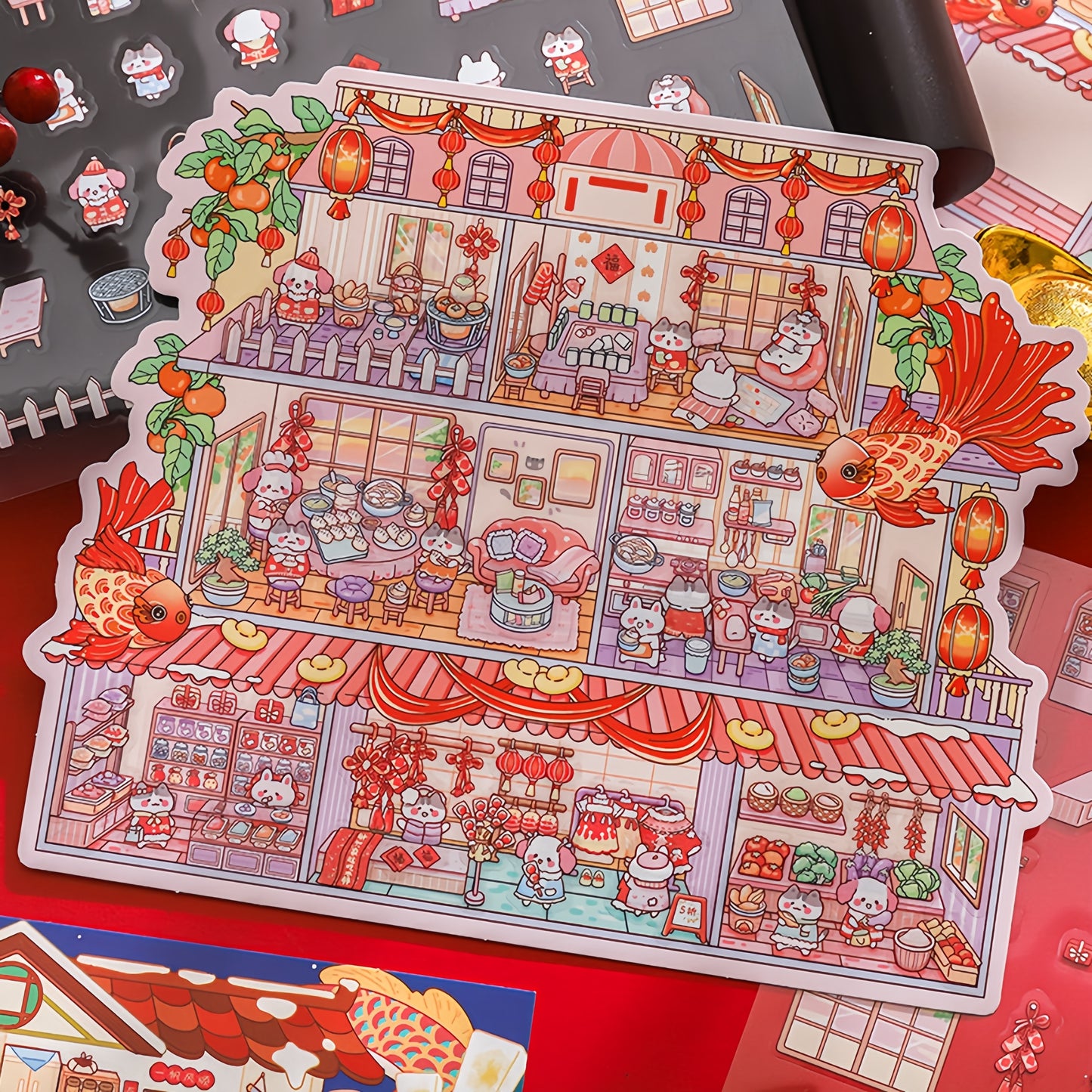 Fortune Cubicle 3D Sticker | 2 Cute Miniature Scenes