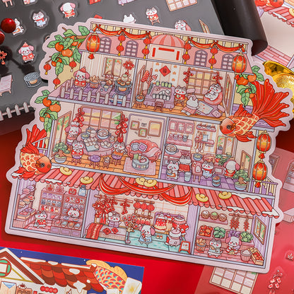 Fortune Cubicle 3D Sticker | 2 Cute Miniature Scenes