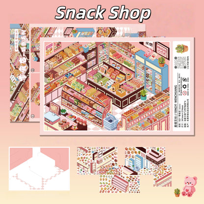 Shelf Display 3D Sticker | 4 Cute Miniature Scenes