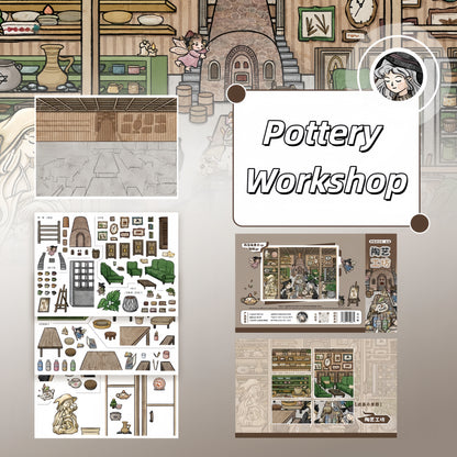 Magic Shop 3D Sticker | 4 Cute Miniature Scenes
