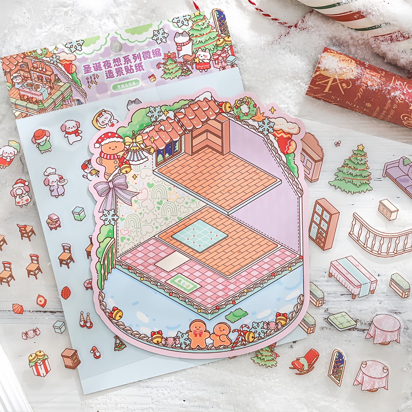 Christmas Night 3D Sticker | 2 Cute Miniature Scene