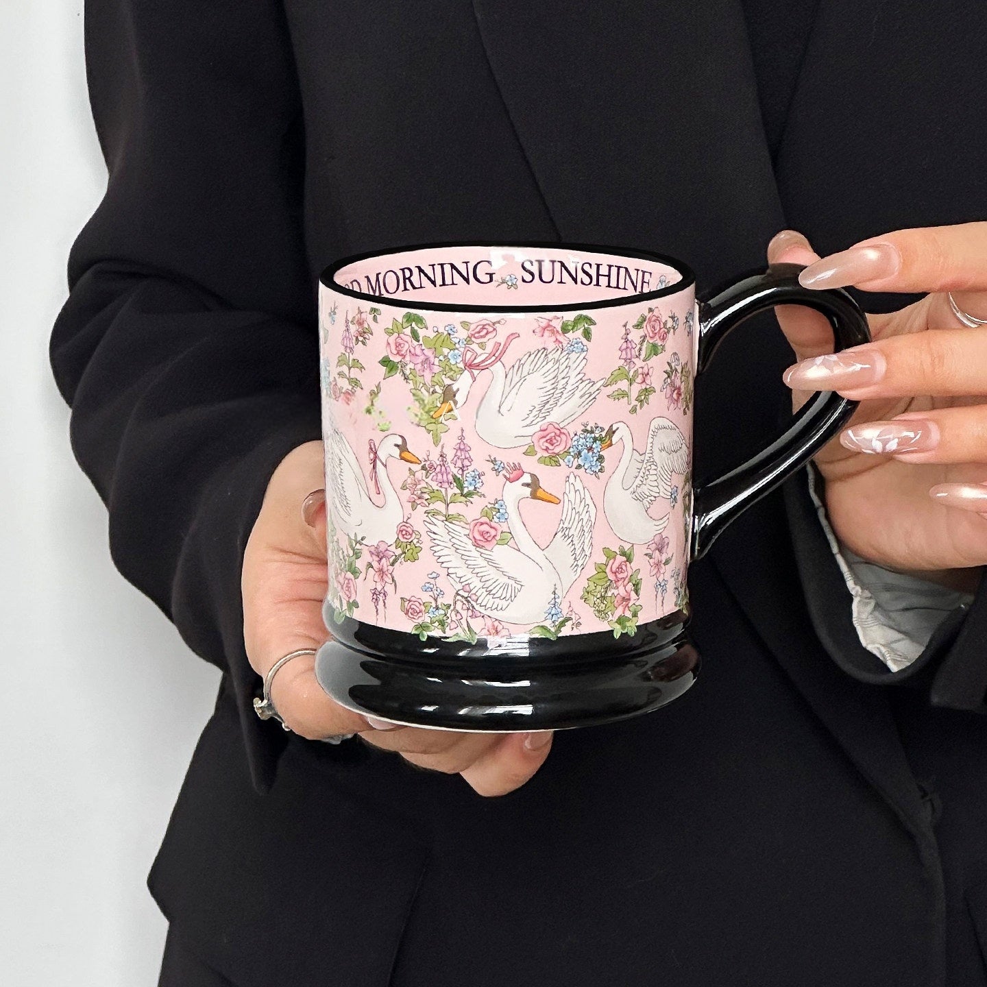 Pink Swan Ceramic Mug