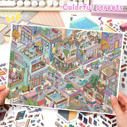 Streetscape 3D Sticker | 2 Cute Miniature Scenes