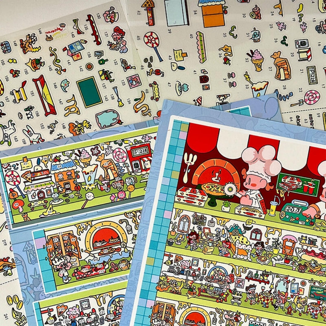 Stops Along the Way 3D Sticker | 4 Cute Miniature Scenes