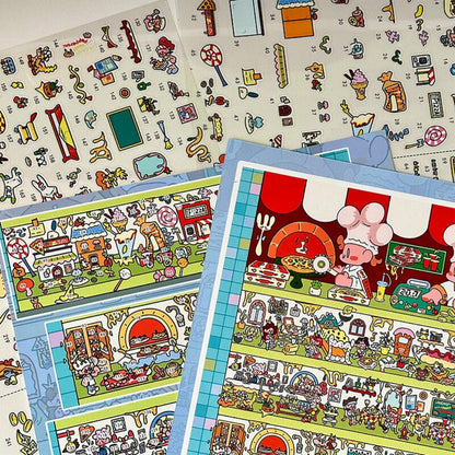 Stops Along the Way 3D Sticker | 4 Cute Miniature Scenes