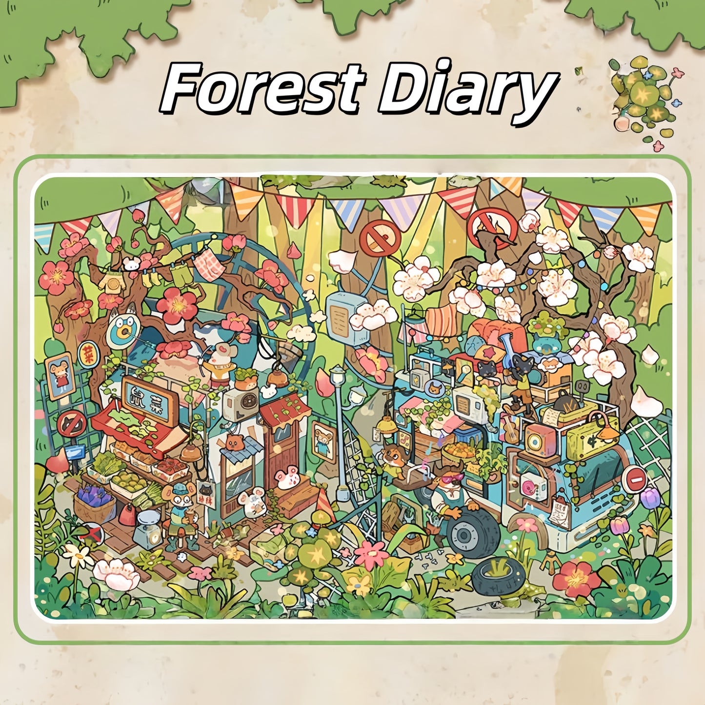 Leaflets 3D Sticker | 4 Cute Miniature Scenes