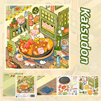 Japan Flavor 3D Sticker | 3 Cute Miniature Scenes