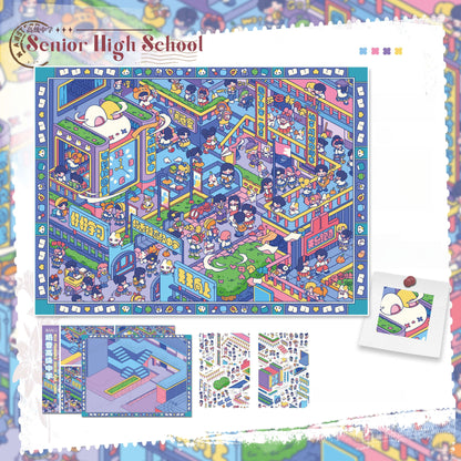Milky Fragrace Town 3D Sticker | 3 Cute Miniature Scenes