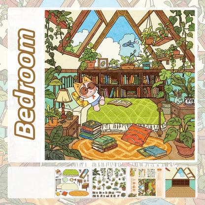 Meow Fun Time 3D Sticker | 4 Cute Miniature Scenes
