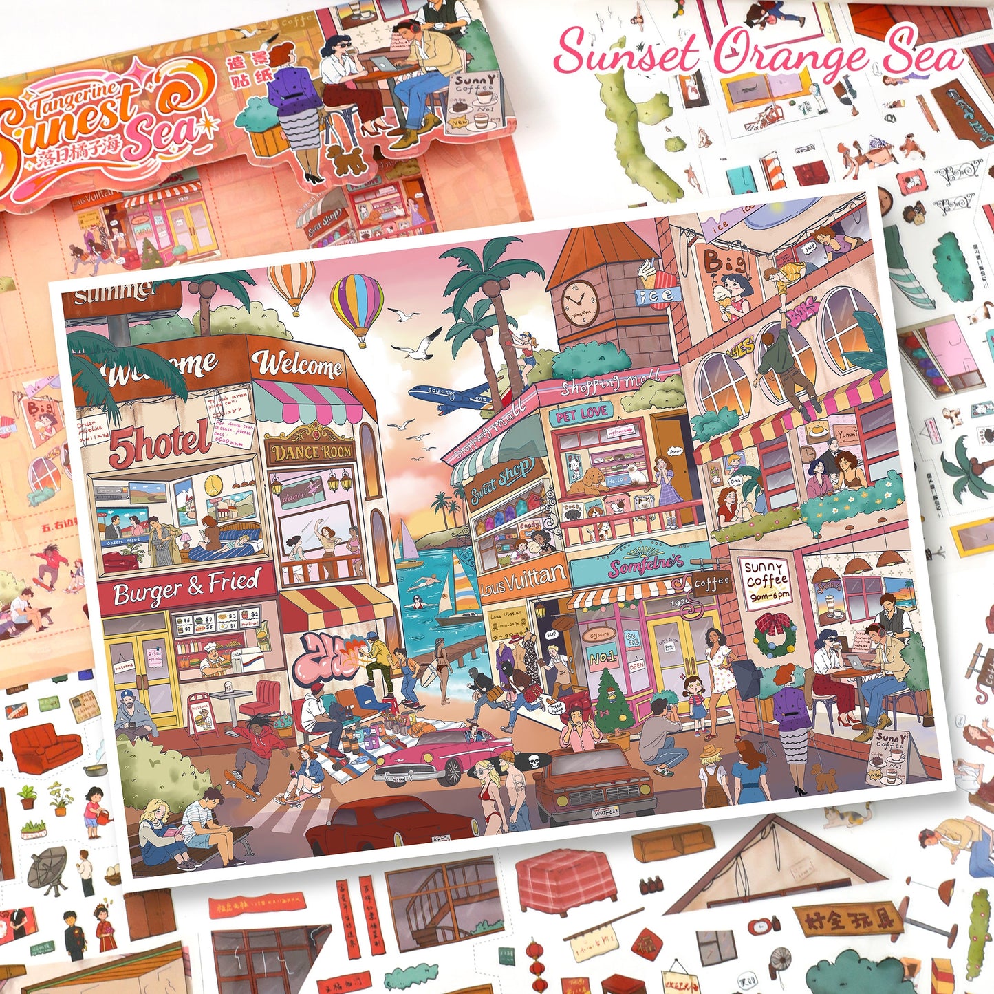 Evening Glow 3D Sticker | 2 Cute Miniature Scenes