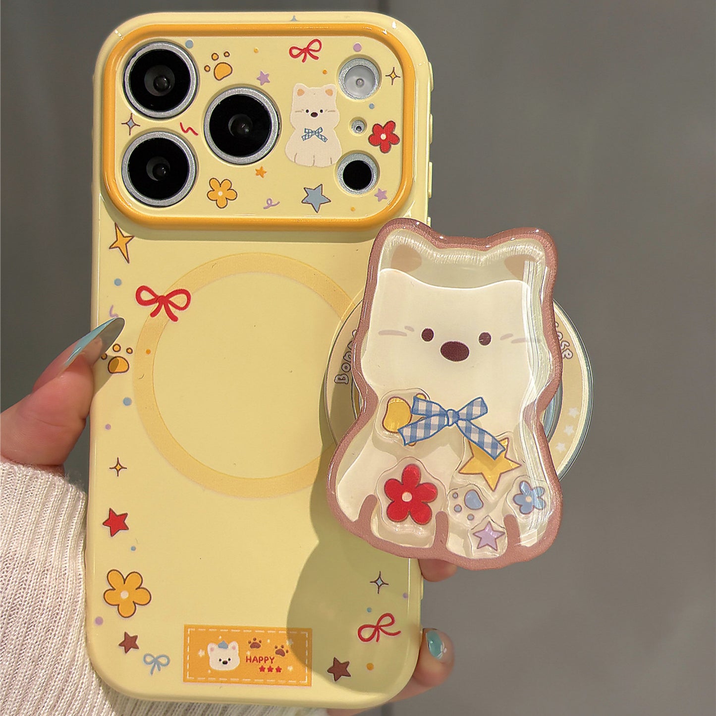 Flower Westie Wobble Magnetic Stand Acrylic Phone Case