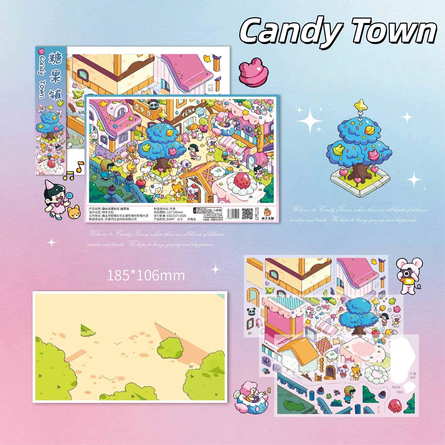 Foodie Town 3D Sticker | 3 Cute Miniature Scenes