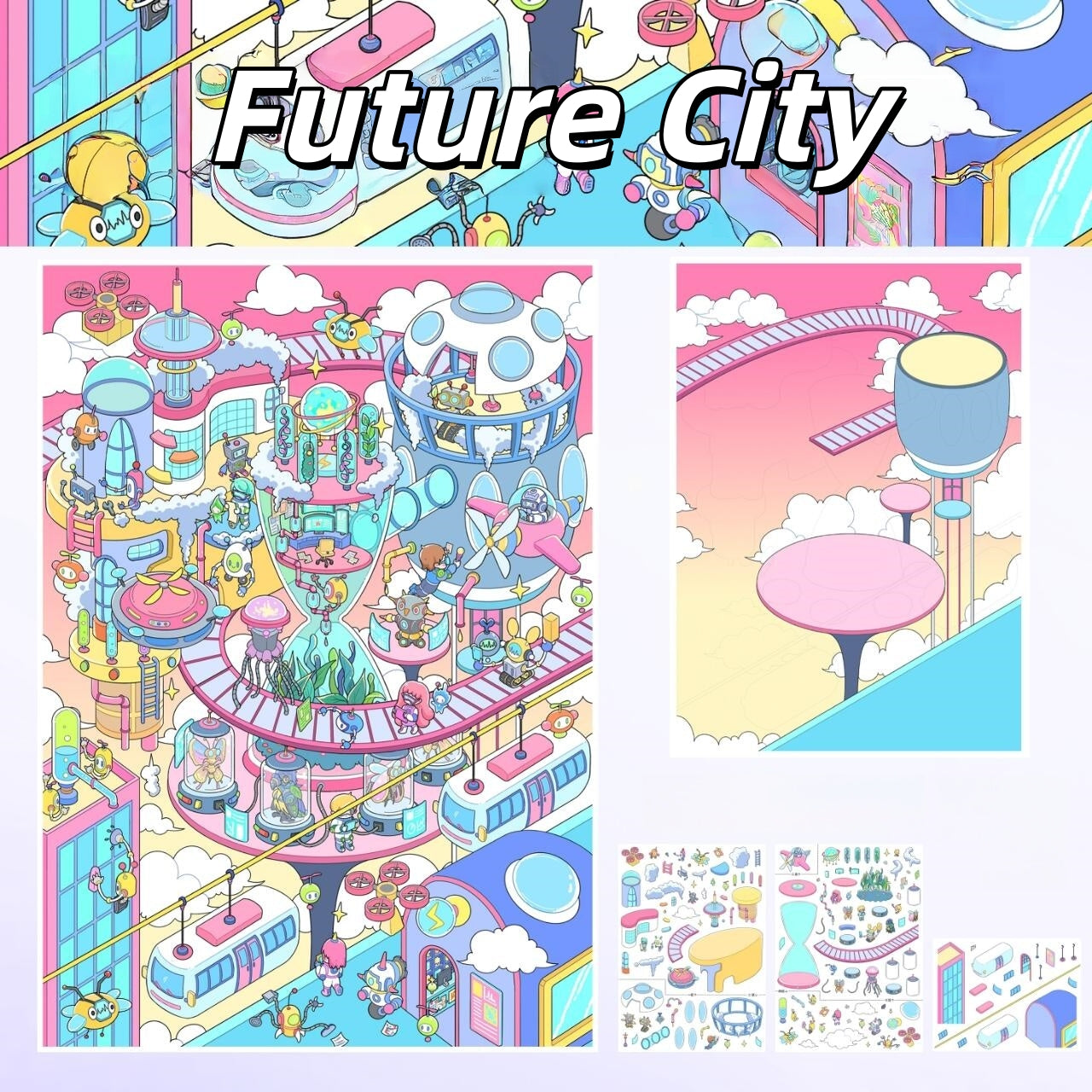 Fantastical City 3D Sticker | 3 Cute Miniature Scenes