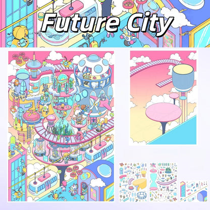 Fantastical City 3D Sticker | 3 Cute Miniature Scenes